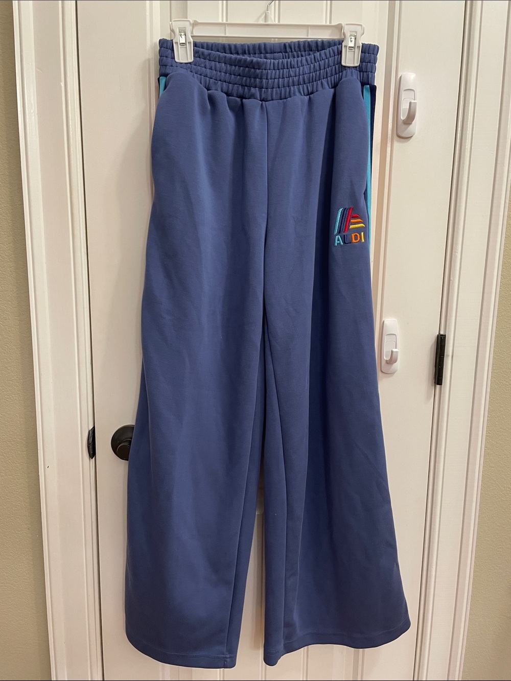 ALDI Wide-Leg Track Pants in Slate Blue